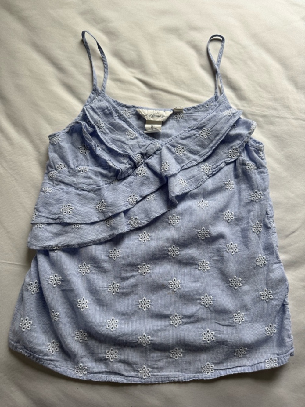H&M Light Blue Eyelet Ruffle Camisole